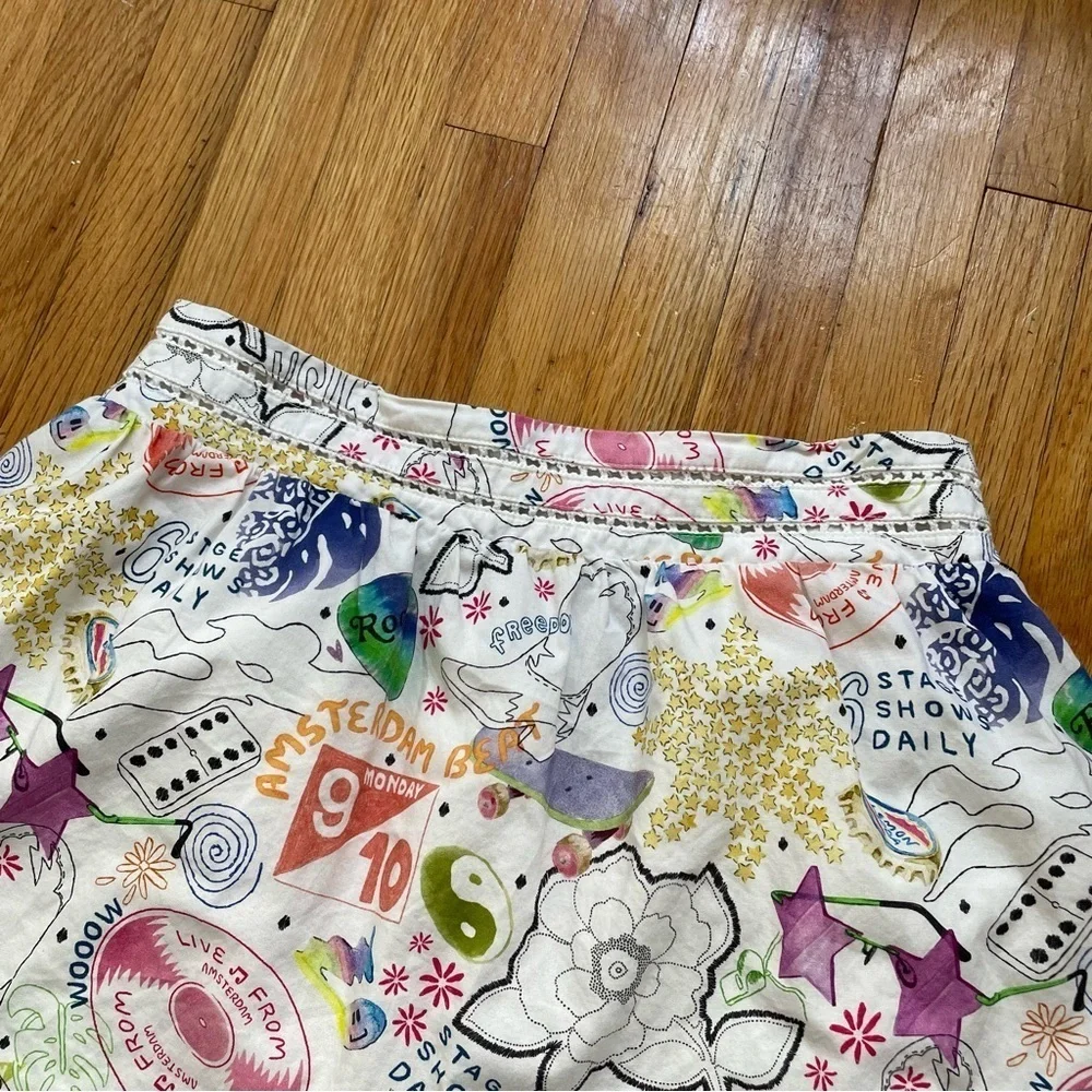 Scotch & Soda Girls Printed Mini Skirt Size 12 White Multicolor Pull On